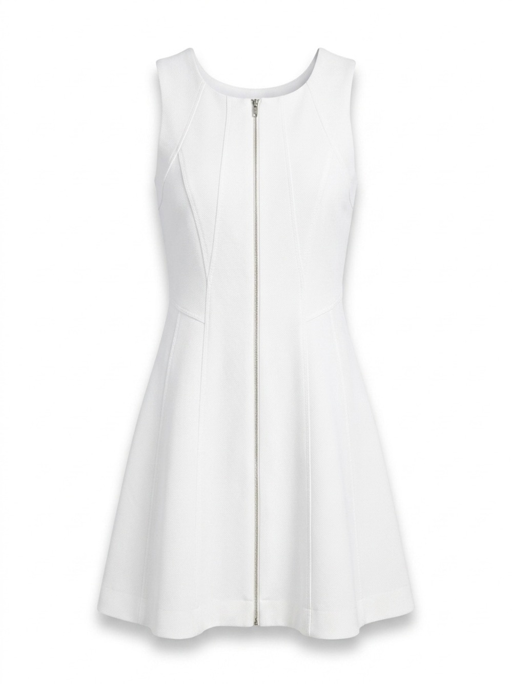 White House Black Market White Sleeveless Zip-Front Fit & Flare mini Dress